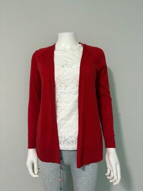 NWT Ann Taylor Loft XS Red Open-Front Women's Cardigan Sweater